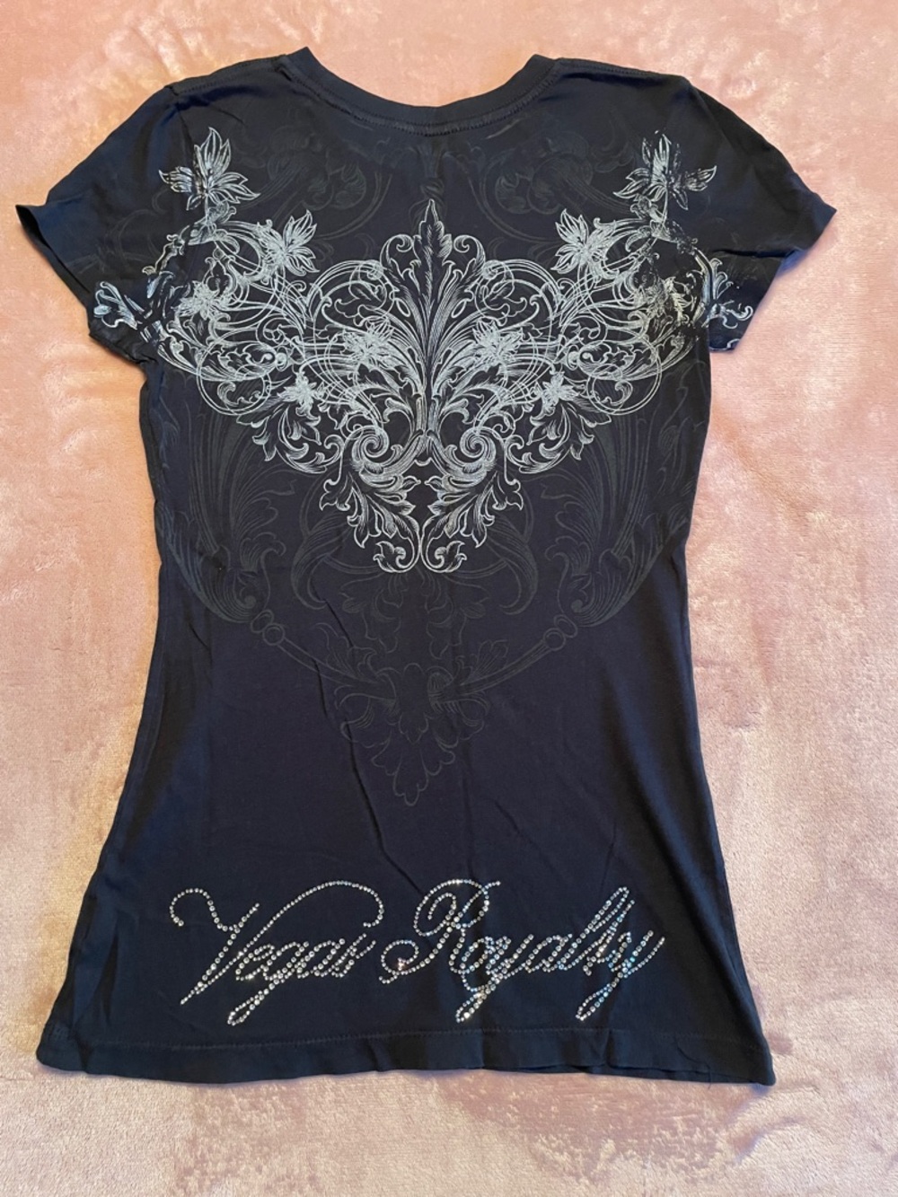 Royalty For Me Black Rhinestone Cross Short Sleeve Tee - Picture 4 of 9